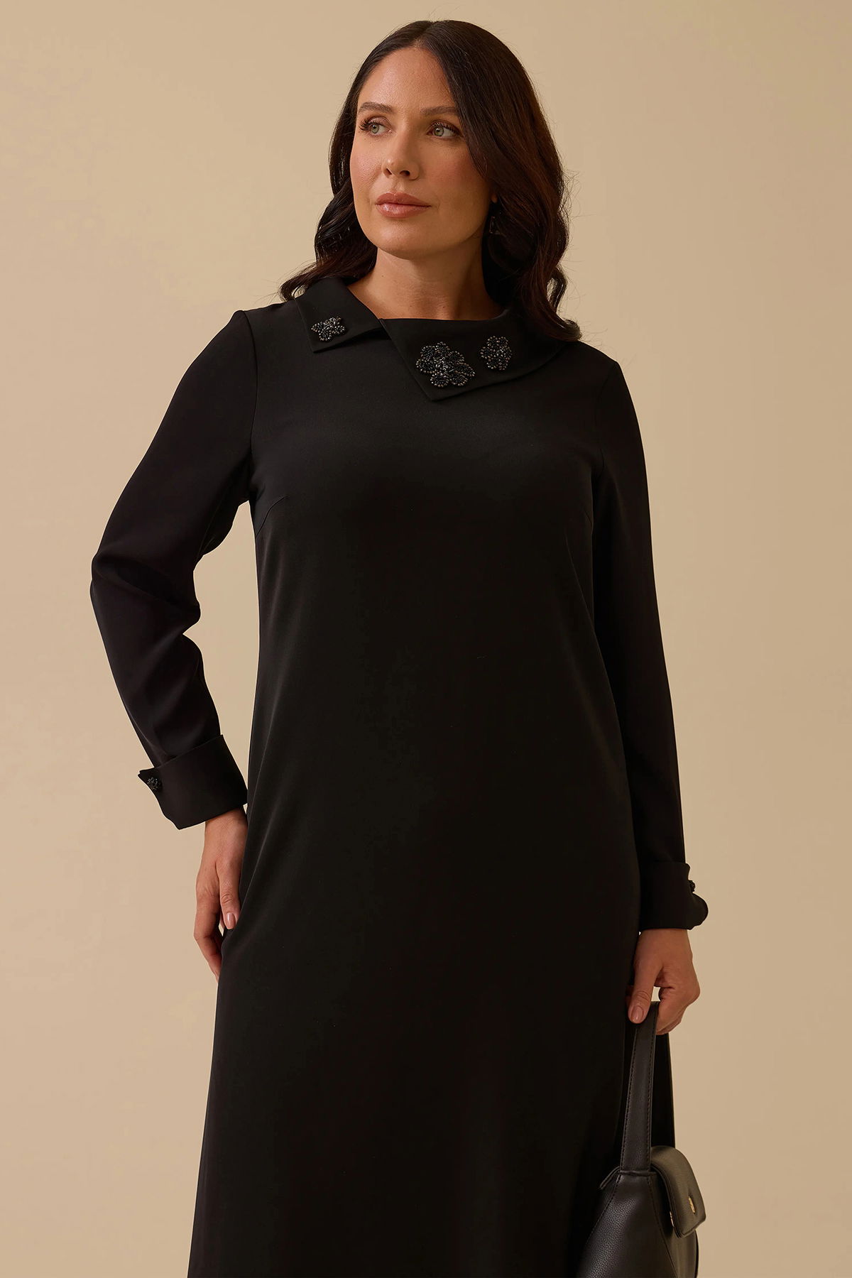 Galaxi Kadın Büyük Beden Dikiş Desenli Tunik 4006 Siyah - 3