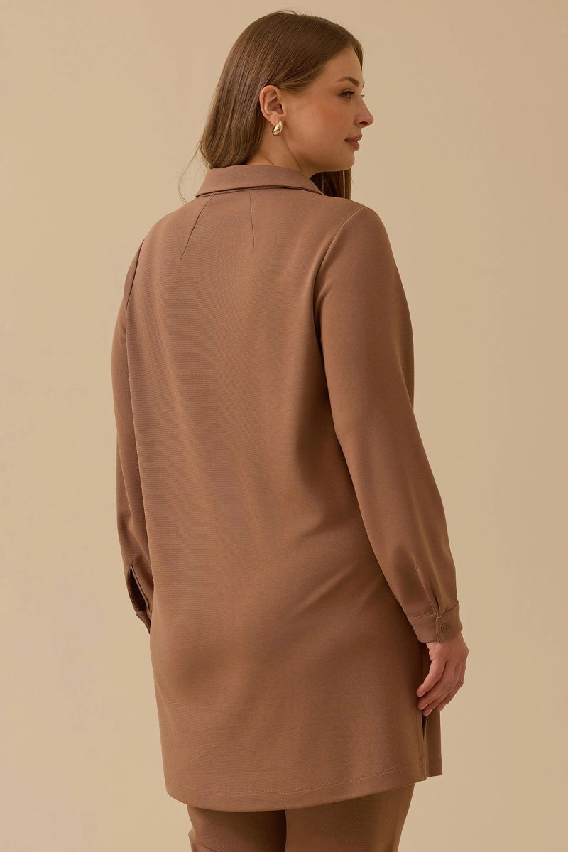 Galaxi Kadın Büyük Beden Dikiş Desenli Tunik 4013 Camel - 4