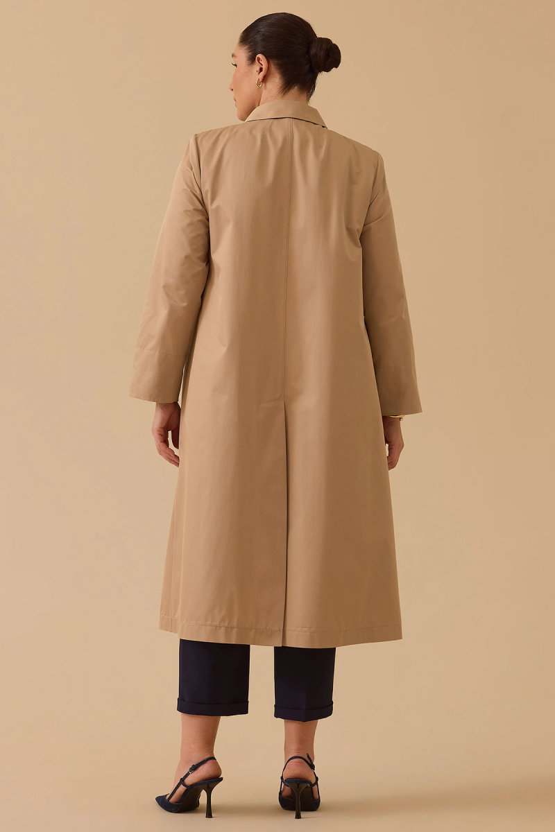 Galaxi Kadın Büyük Beden Ekose Desen Detaylı Trençkot 4002 Bej - 4