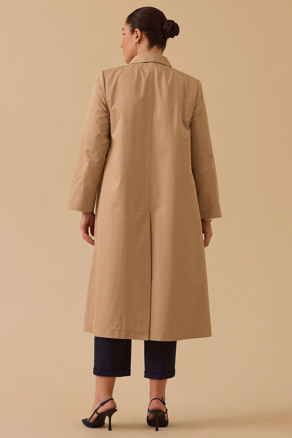 Galaxi Kadın Büyük Beden Ekose Desen Detaylı Trençkot 4002 Bej - 4