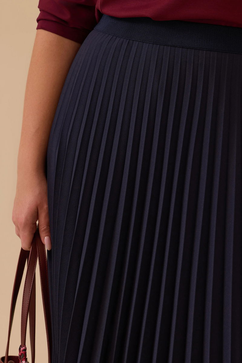Galaxi Kadın Büyük Beden Esnek Bel Pliseli Basic Etek 4003 Lacivert - 3