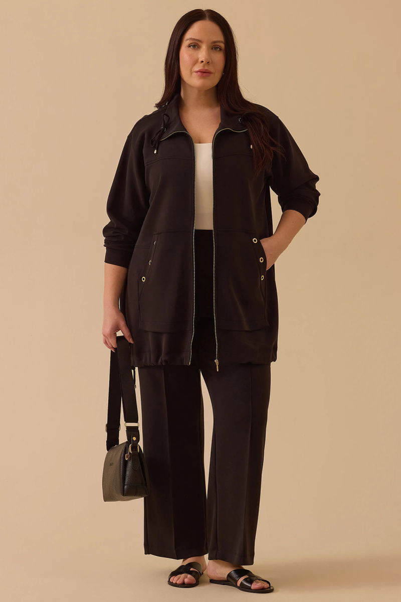 Galaxi Kadın Büyük Beden Fermuarlı Bel Ayarlamalı Kap 4010 Siyah - 2