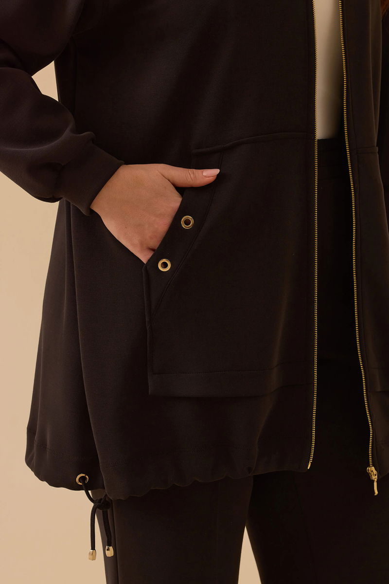 Galaxi Kadın Büyük Beden Fermuarlı Bel Ayarlamalı Kap 4010 Siyah - 3