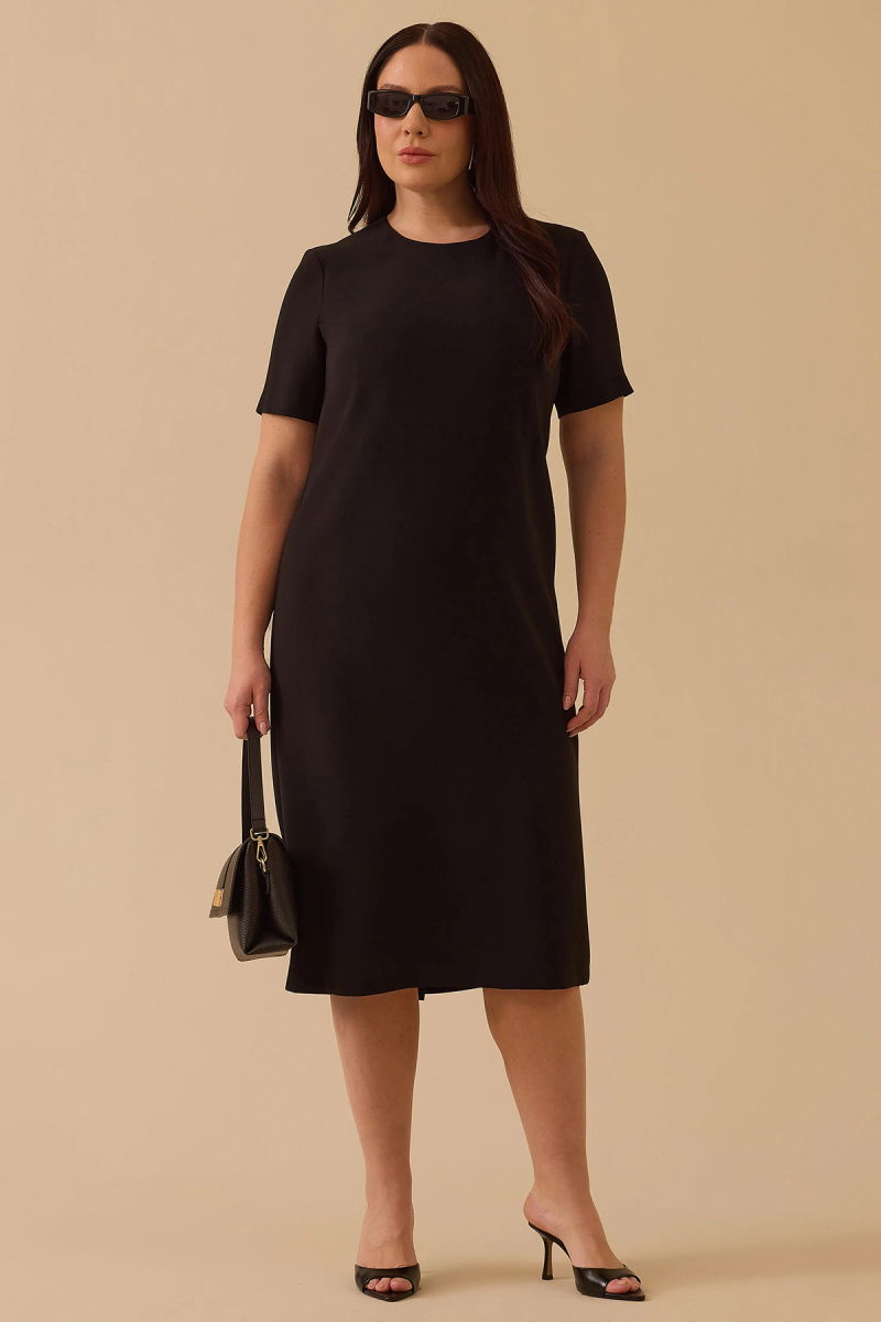 Galaxi Kadın Büyük Beden Kısa Kollu Basic Elbise 4018 Siyah - Galaxi