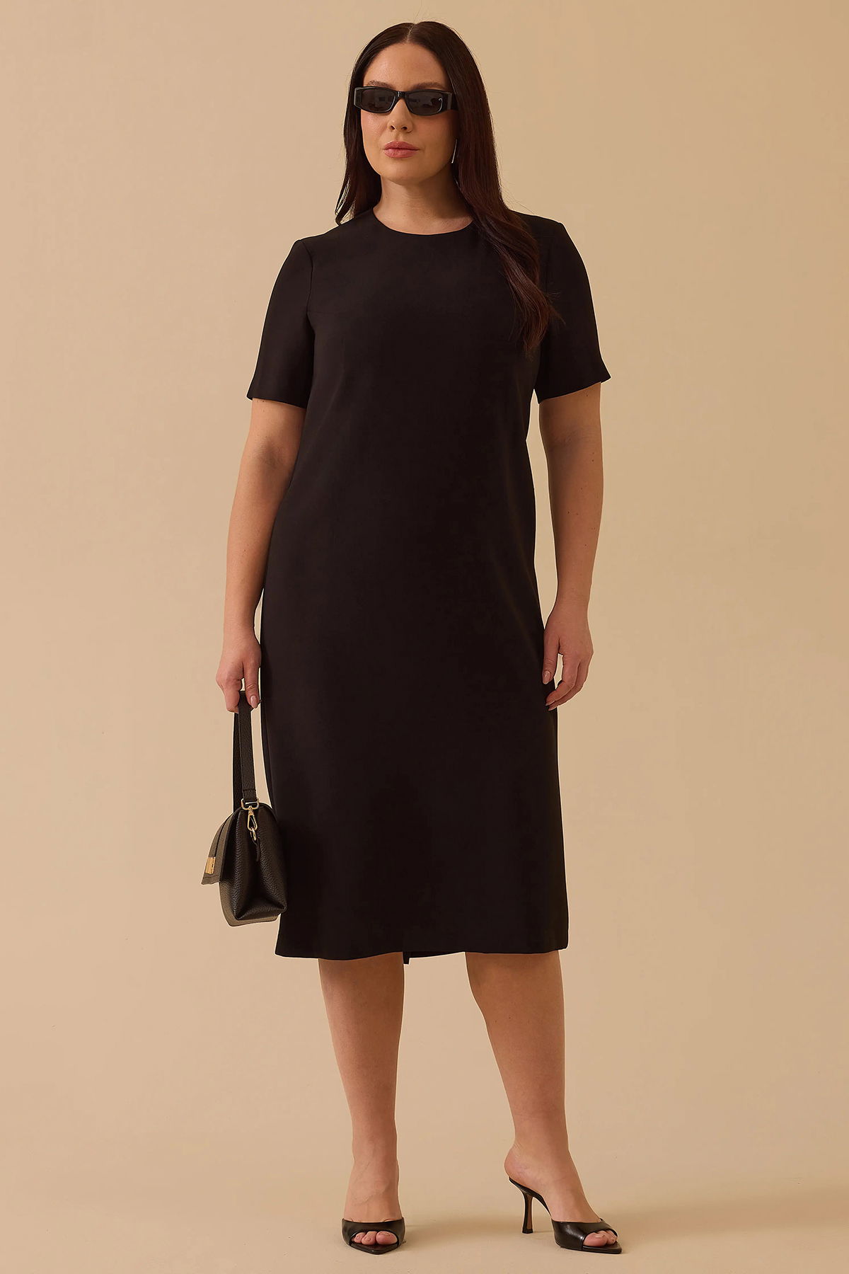 Galaxi Kadın Büyük Beden Kısa Kollu Basic Elbise 4018 Siyah - 1