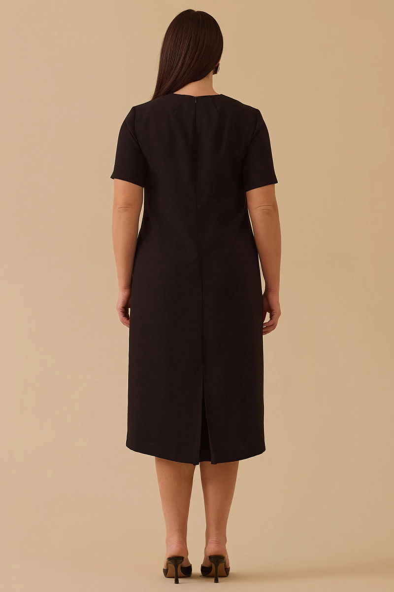 Galaxi Kadın Büyük Beden Kısa Kollu Basic Elbise 4018 Siyah - 3