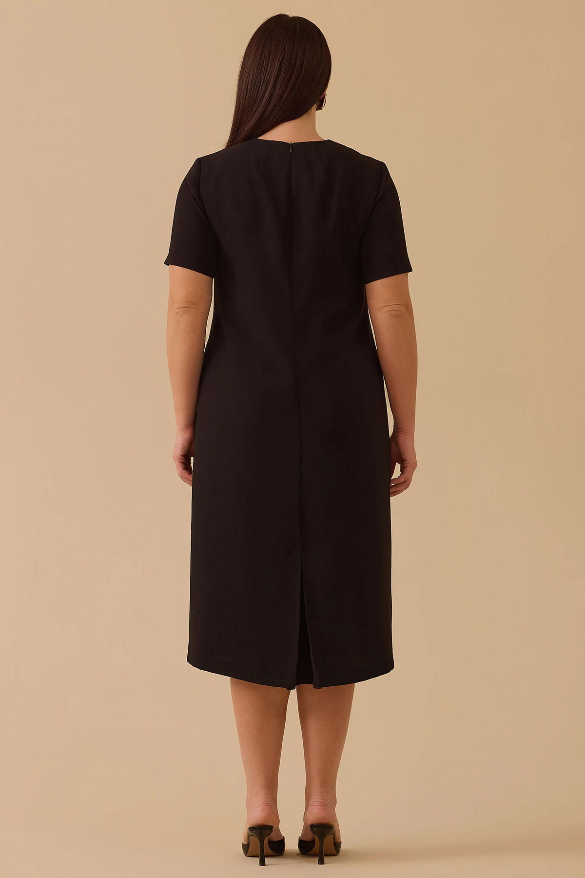 Galaxi Kadın Büyük Beden Kısa Kollu Basic Elbise 4018 Siyah - 3