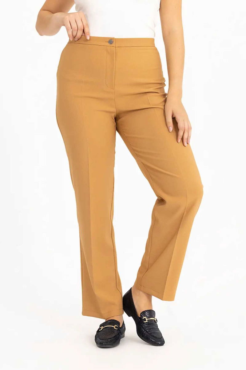 Galaxi Kadın Büyük Beden Klasik Kesim Pantolon 3051034 Camel - 3