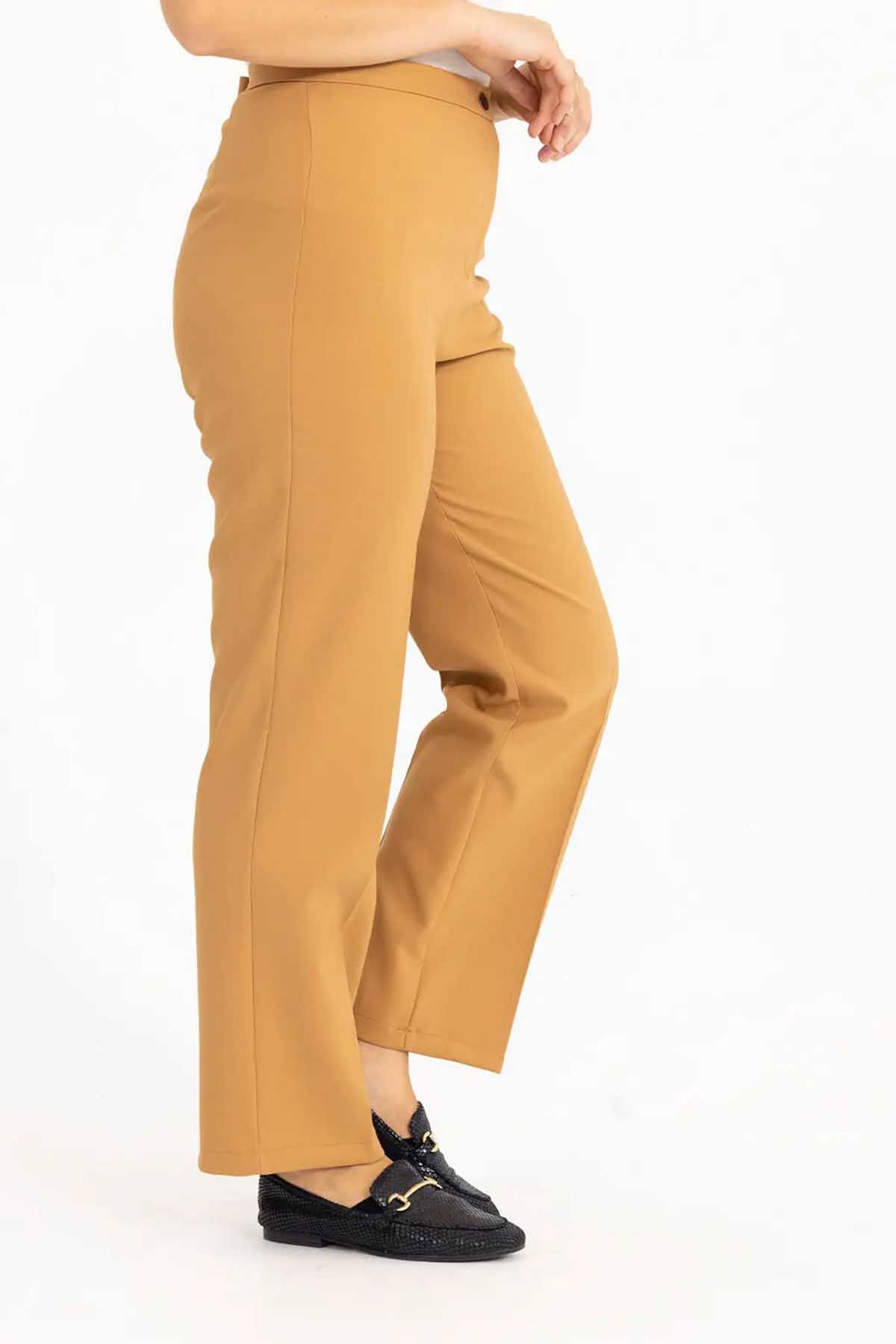 Galaxi Kadın Büyük Beden Klasik Kesim Pantolon 3051034 Camel - 4