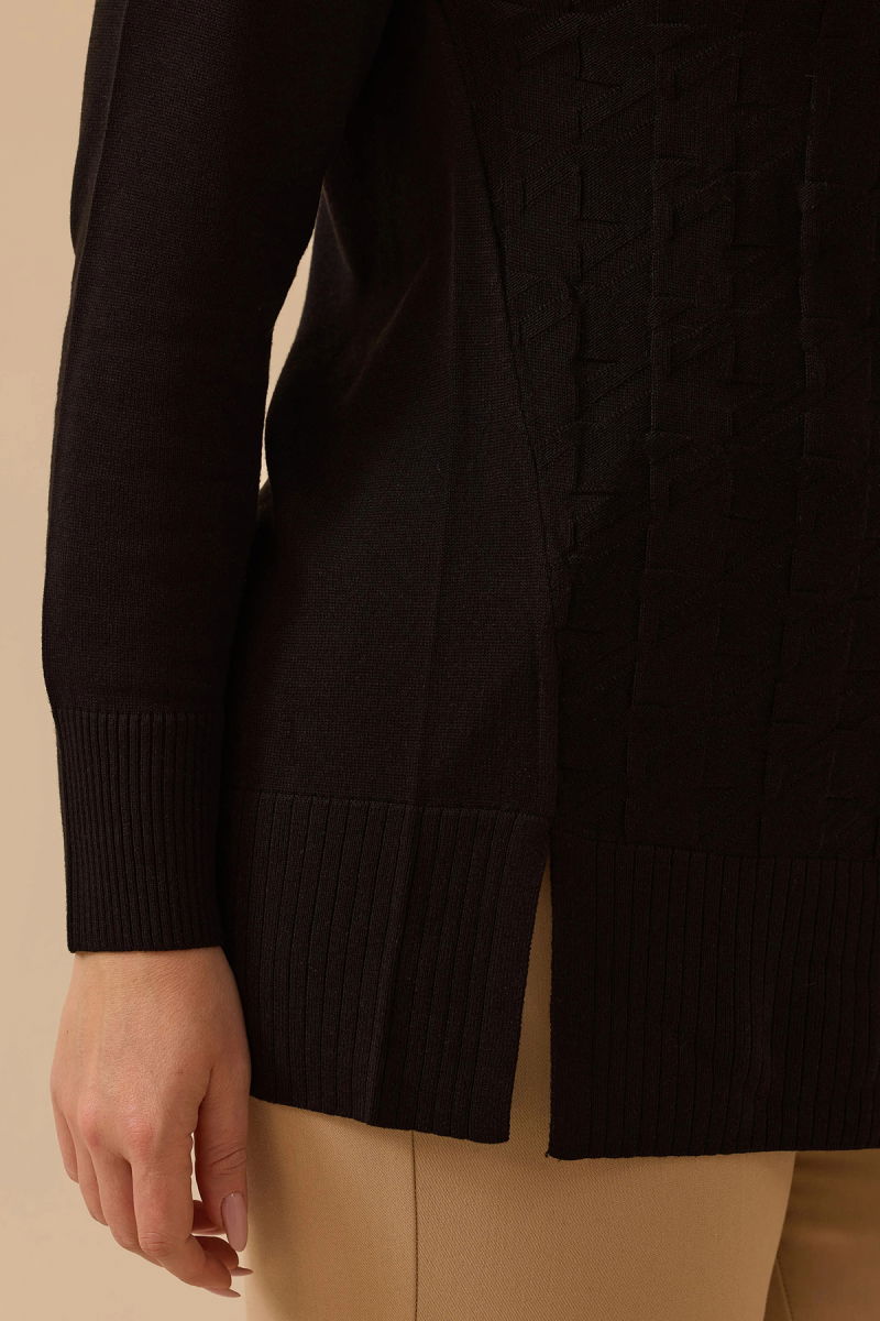 Galaxi Kadın Büyük Beden Örgü Desenli Triko 4011 Siyah - 3