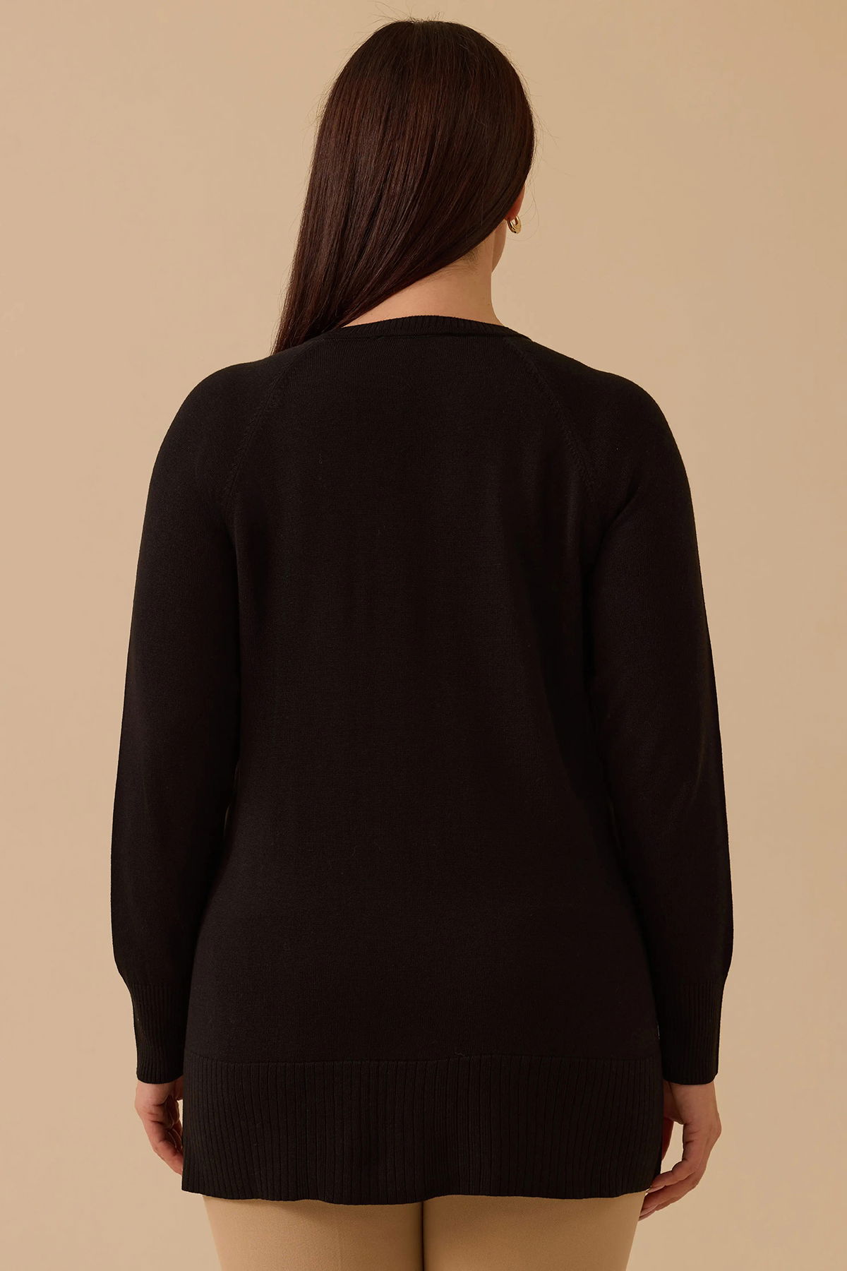 Galaxi Kadın Büyük Beden Örgü Desenli Triko 4011 Siyah - 4