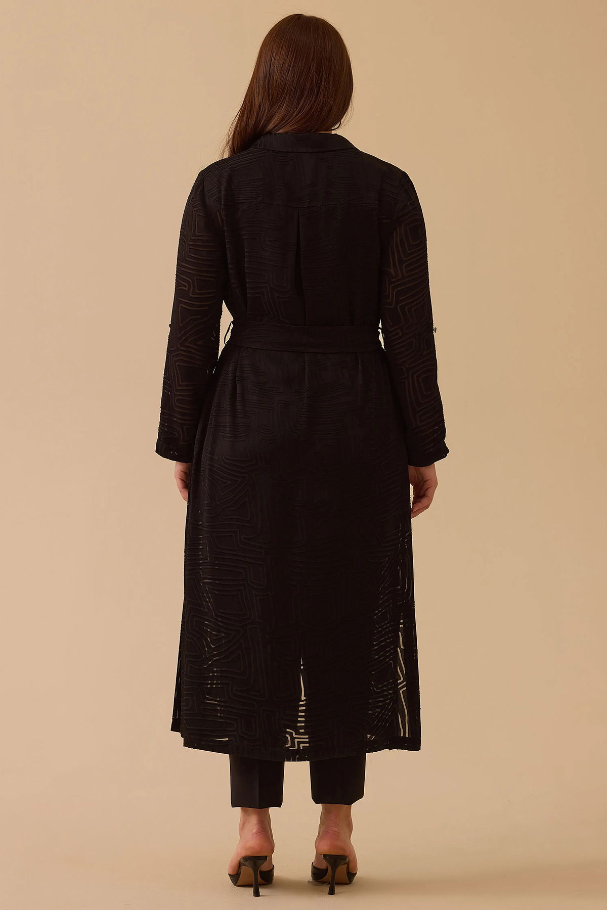 Galaxi Kadın Büyük Beden Taş Detaylı Desenli Uzun Tunik 4002 Siyah - 5