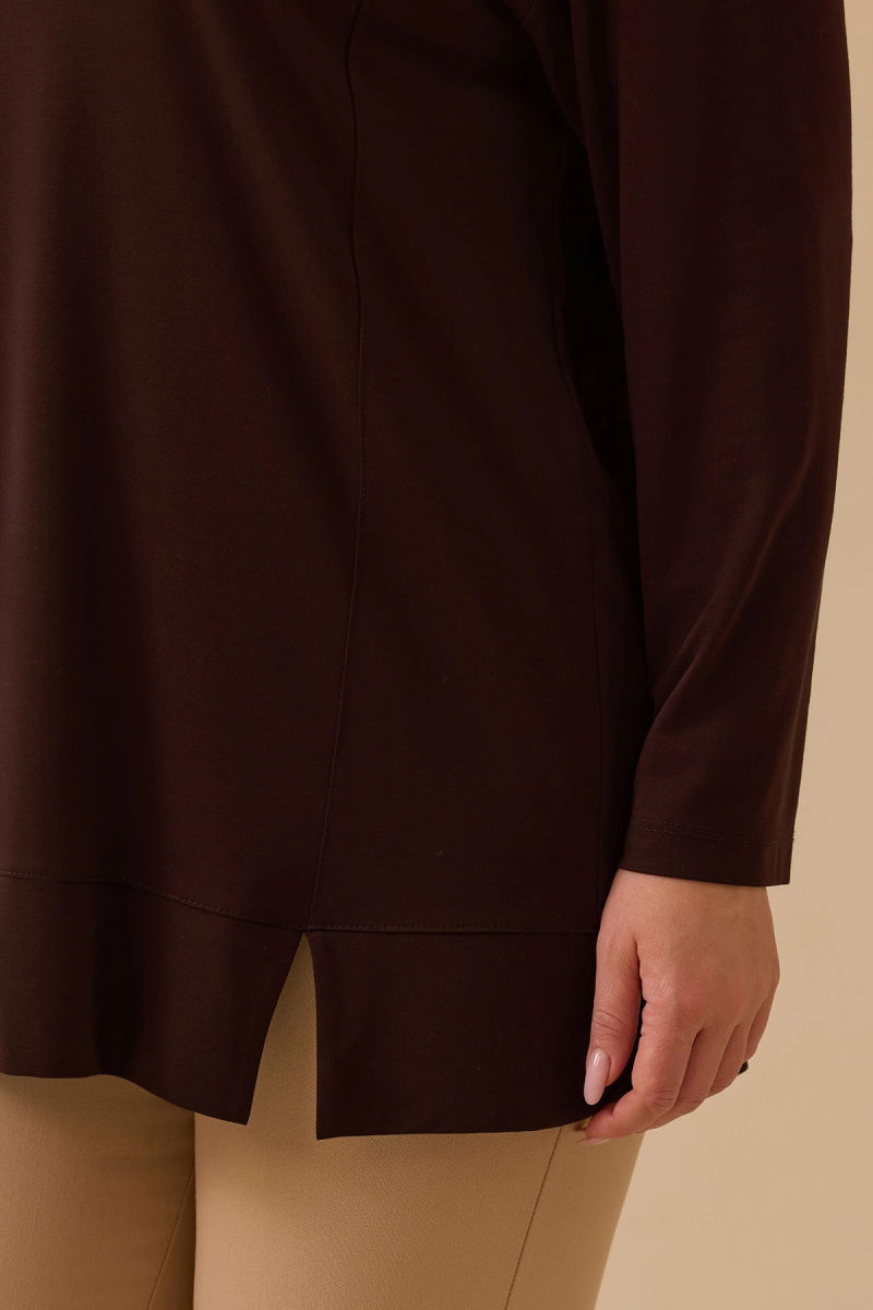 Galaxi Kadın Büyük Beden Uzun Kollu Basic Tunik 4014 Kahverengi - 3