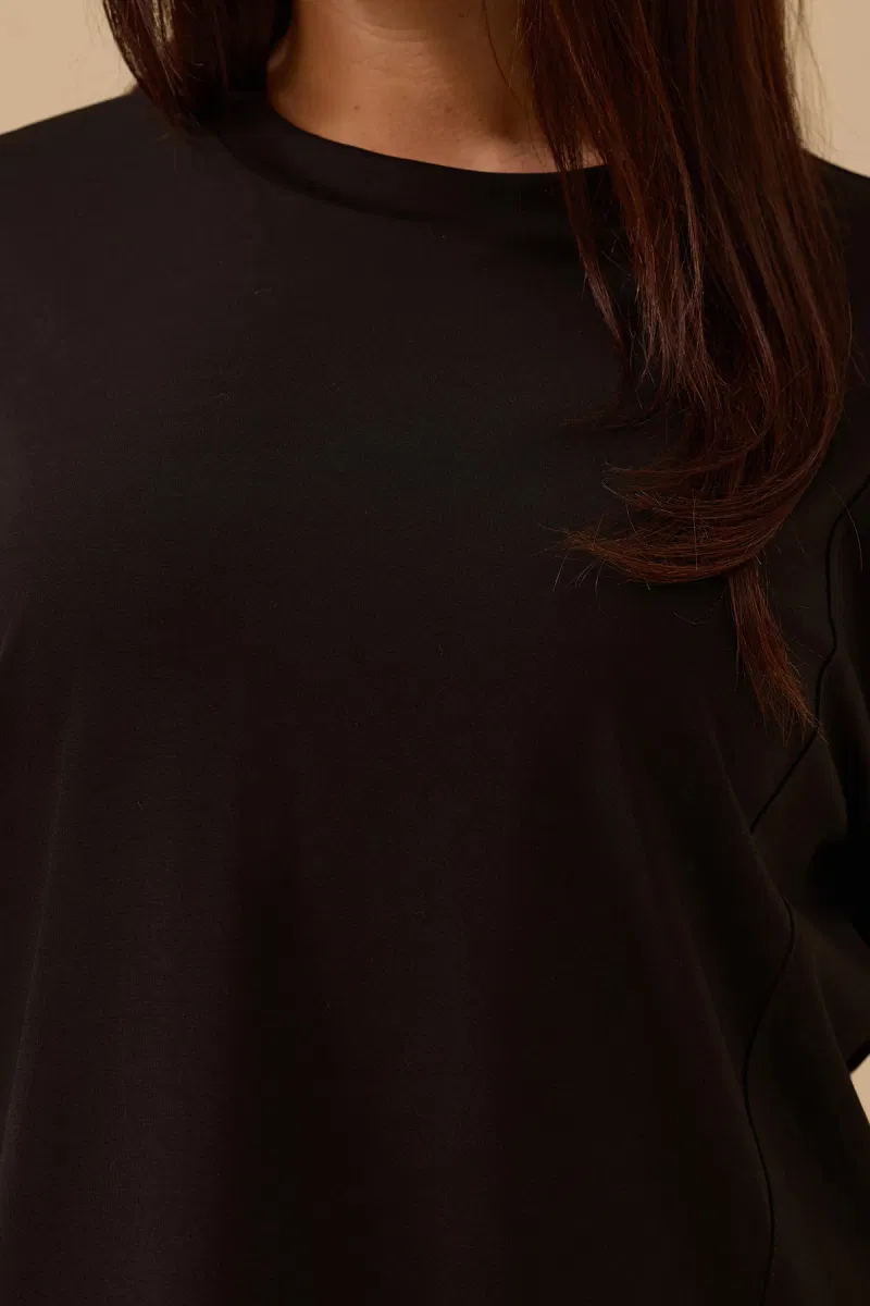 Galaxi Kadın Büyük Beden Uzun Kollu Basic Tunik 4014 Siyah - 3