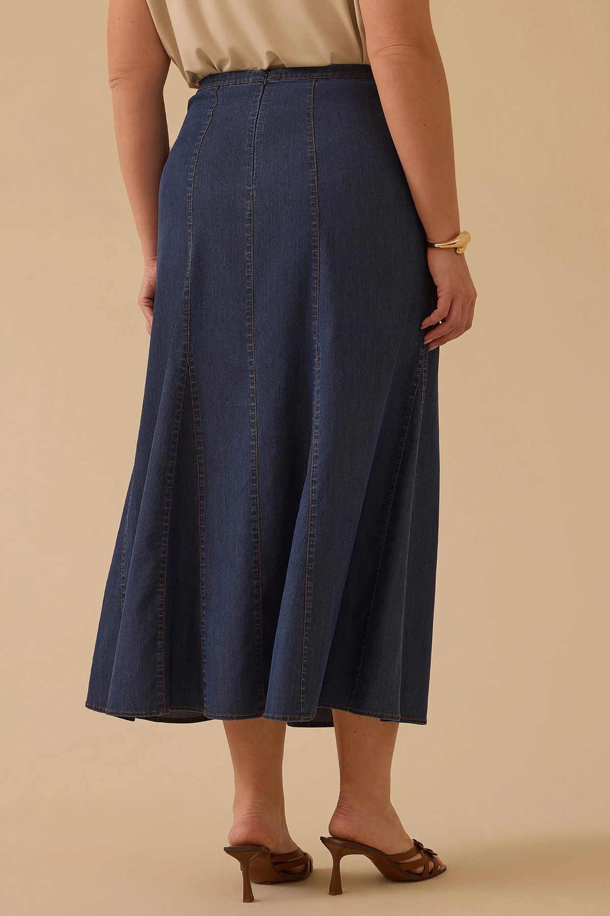 Galaxi Kadın Büyük Beden Yarı Elastik Bel Jean Etek 4005 Lacivert - 4