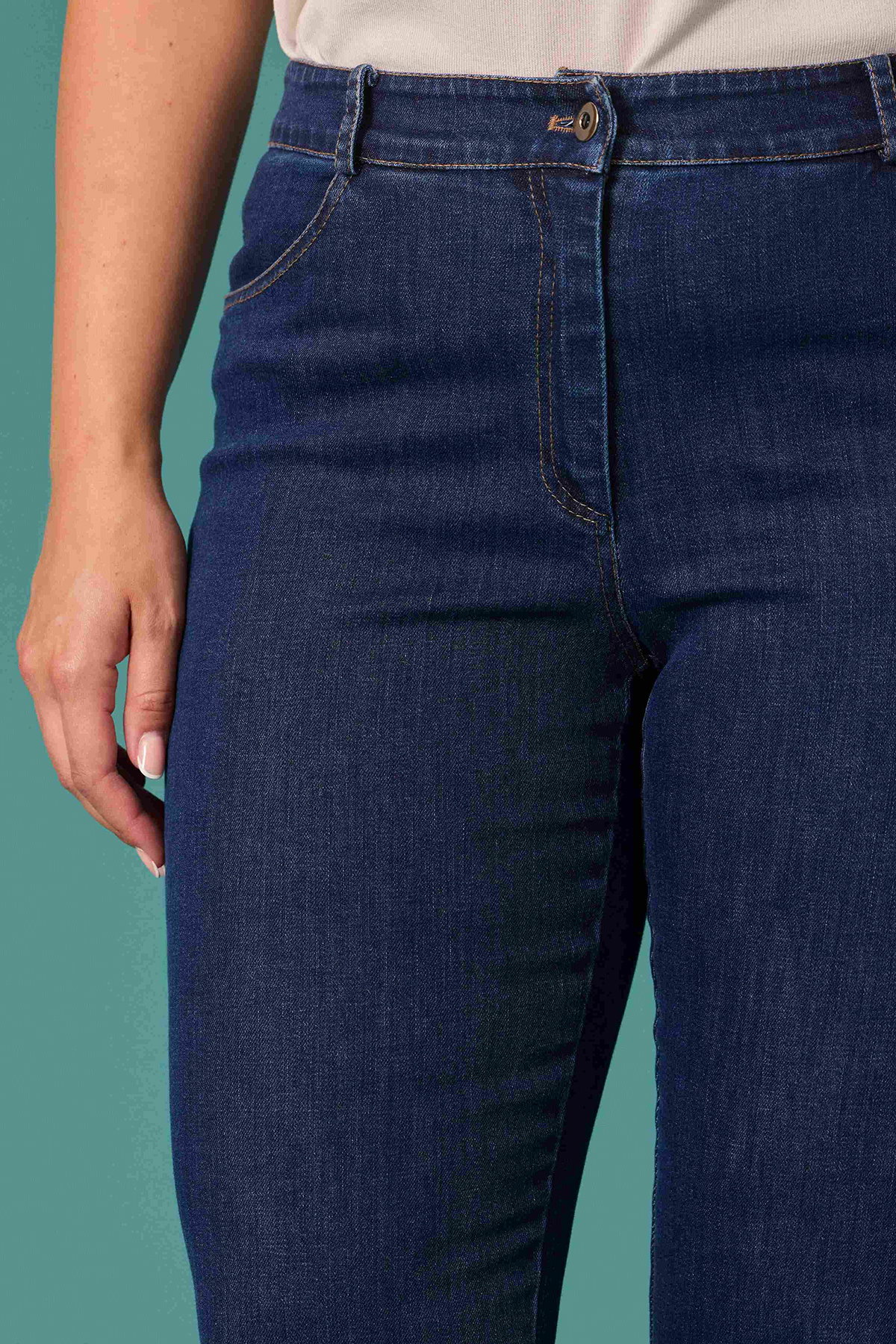 Galaxi Kadın Büyük Beden Yüksek Bel İspanyol Paça Denim Pantolon 4002 Lacivert - 2