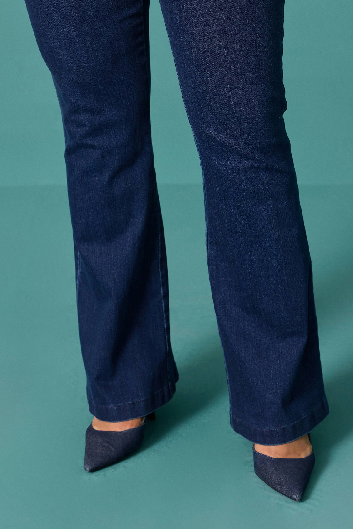 Galaxi Kadın Büyük Beden Yüksek Bel İspanyol Paça Denim Pantolon 4002 Lacivert - 3