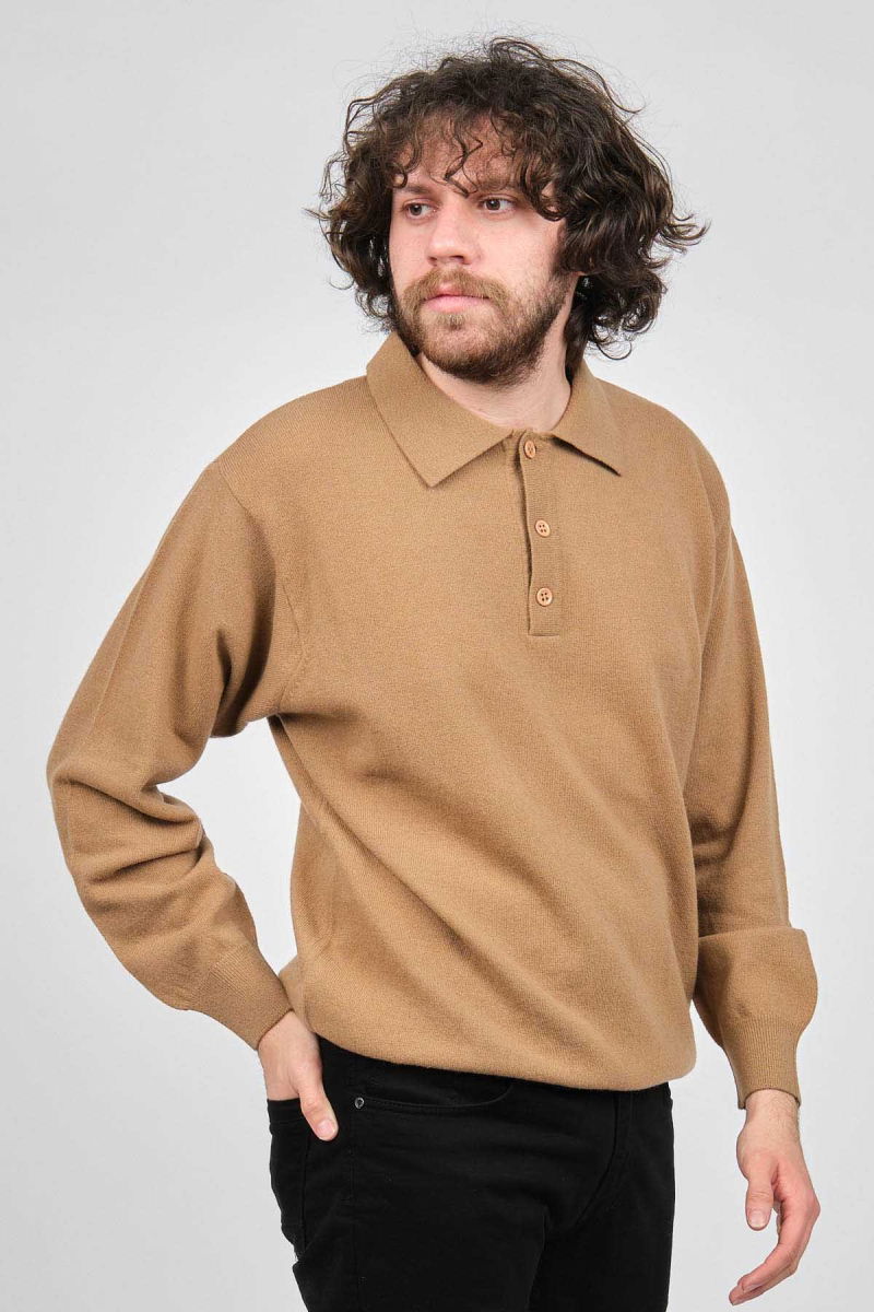 Ida Erkek Lambswool Polo Yaka Kazak 0593147 Camel - 1