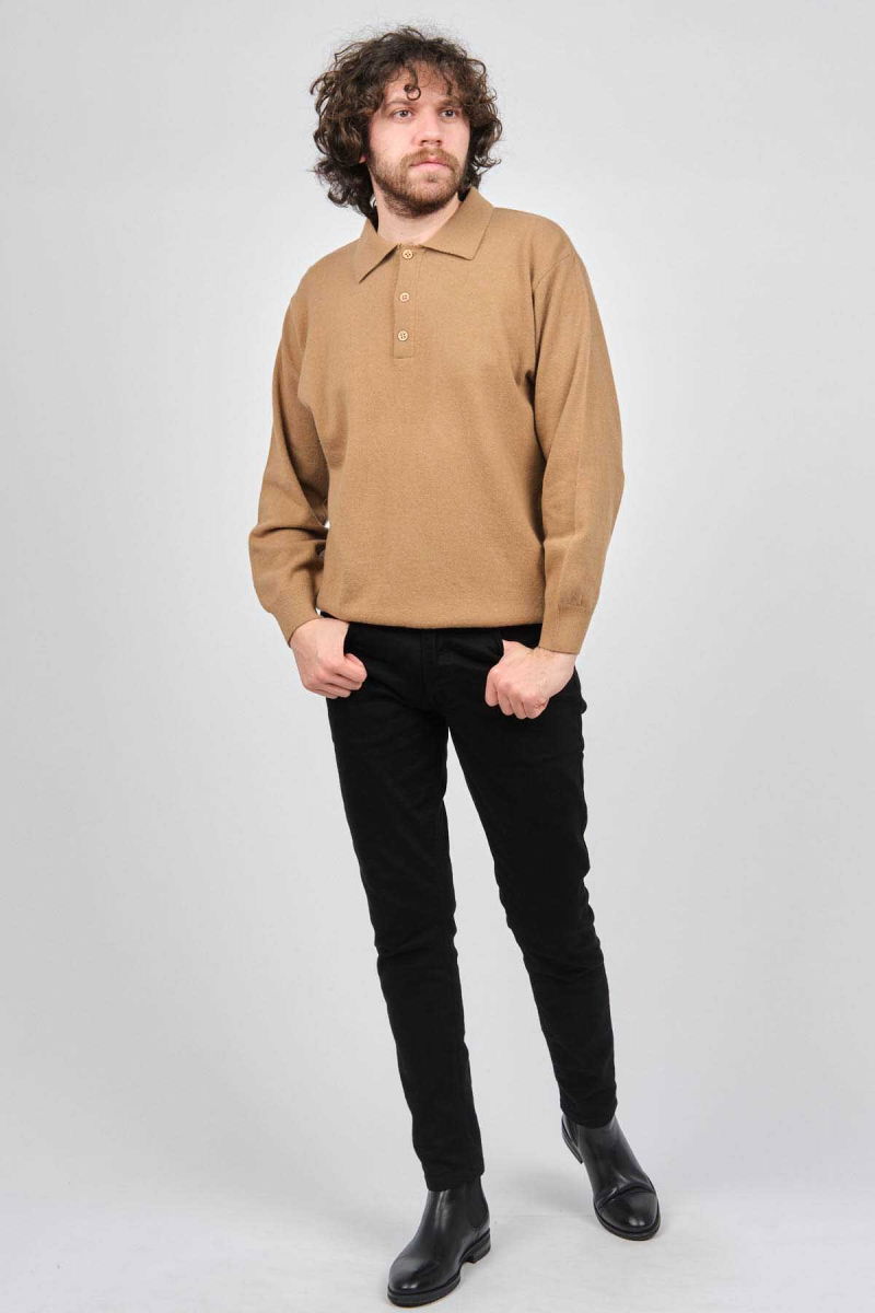 Ida Erkek Lambswool Polo Yaka Kazak 0593147 Camel - 2