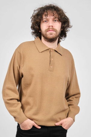 Ida Erkek Lambswool Polo Yaka Kazak 0593147 Camel - 3