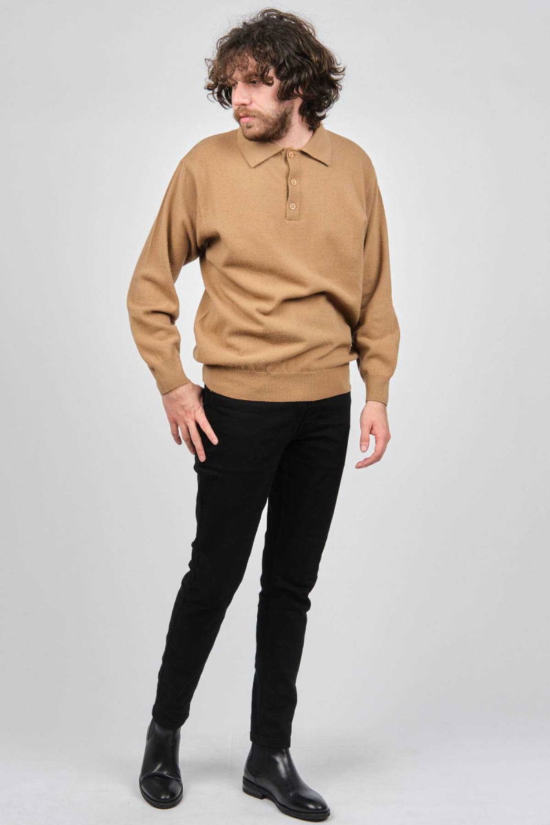 Ida Erkek Lambswool Polo Yaka Kazak 0593147 Camel - 6