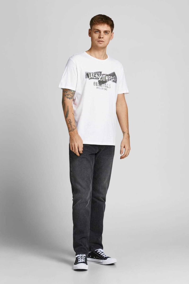 Jack & Jones Erkek Baskılı Bisiklet Yaka T-Shirt 63412205944 Ekru - 2