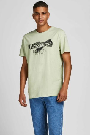 Jack & Jones Erkek Baskılı Bisiklet Yaka T-Shirt 63412205944 Yeşil 