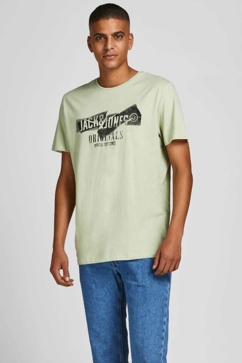 Jack & Jones Erkek Baskılı Bisiklet Yaka T-Shirt 63412205944 Yeşil - 1