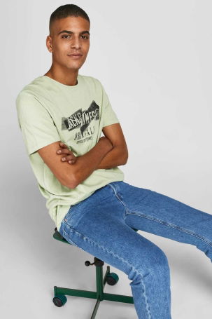 Jack & Jones Erkek Baskılı Bisiklet Yaka T-Shirt 63412205944 Yeşil - 3