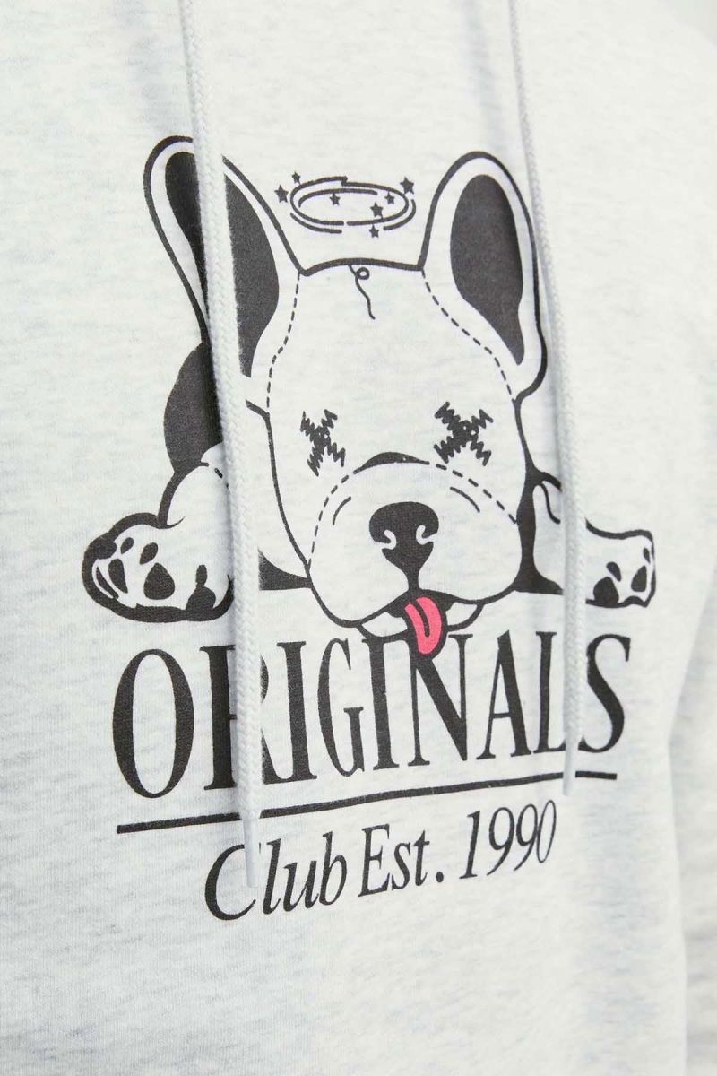 Jack & Jones Erkek Beware Baskılı Kapüşonlu Sweatshirt 12244219 Gri - 2