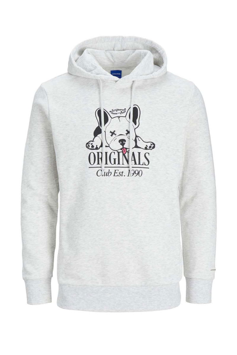 Jack & Jones Erkek Beware Baskılı Kapüşonlu Sweatshirt 12244219 Gri - 5