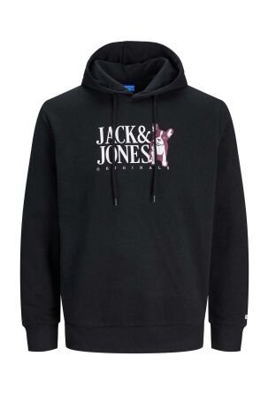 Jack & Jones Erkek Beware Baskılı Kapüşonlu Sweatshirt 12244219 Siyah - 4