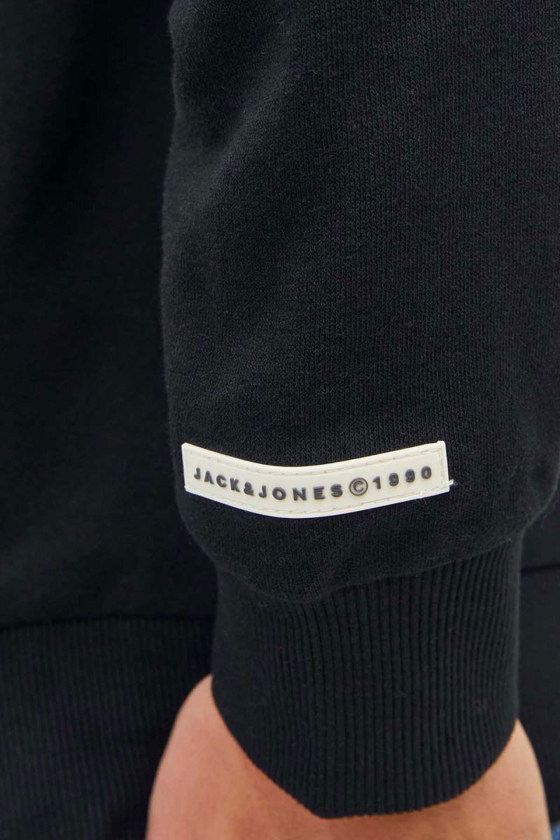 Jack & Jones Erkek Beware Baskılı Kapüşonlu Sweatshirt 12244219 Siyah - 3