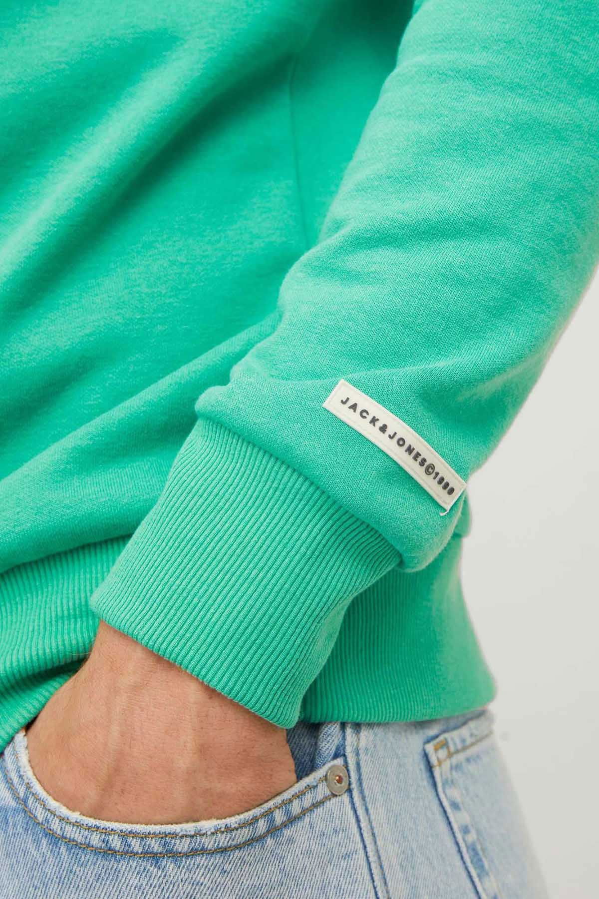 Jack & Jones Erkek Beware Baskılı Kapüşonlu Sweatshirt 12244219 Yeşil - 3