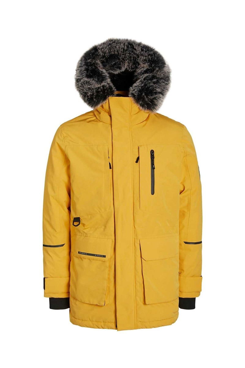 Jack & Jones Erkek Exped Kapüşonlu Parka 12215576 Sarı - 1