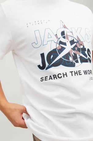 Jack & Jones Erkek Hunt Tee Bisiklet Yaka Baskılı T-Shirt 12228391 Beyaz - 4