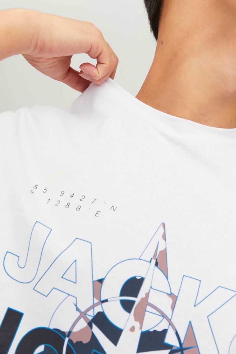 Jack & Jones Erkek Hunt Tee Bisiklet Yaka Baskılı T-Shirt 12228391 Beyaz - 6