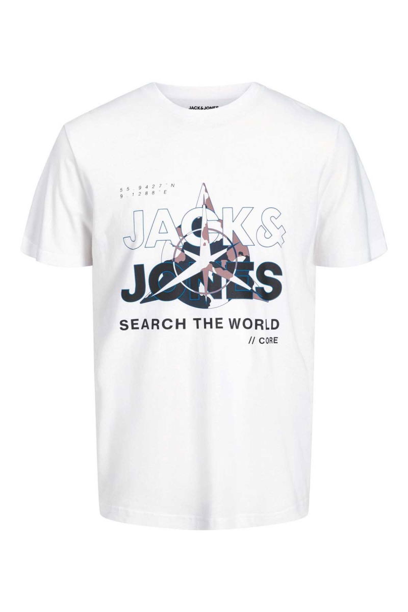 Jack & Jones Erkek Hunt Tee Bisiklet Yaka Baskılı T-Shirt 12228391 Beyaz - 7