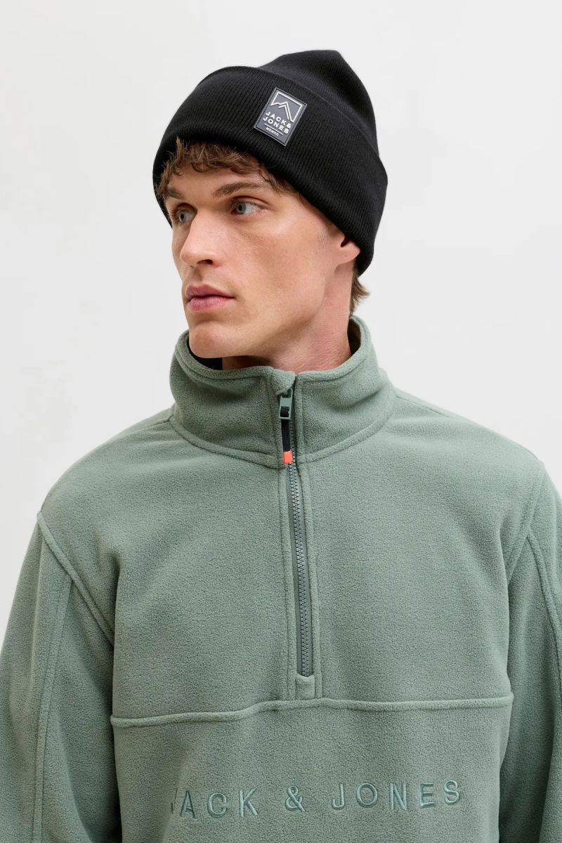 Jack & Jones Erkek Jacalpes Logo Detaylı Örme Bere 12286472 Siyah - Jack & Jones