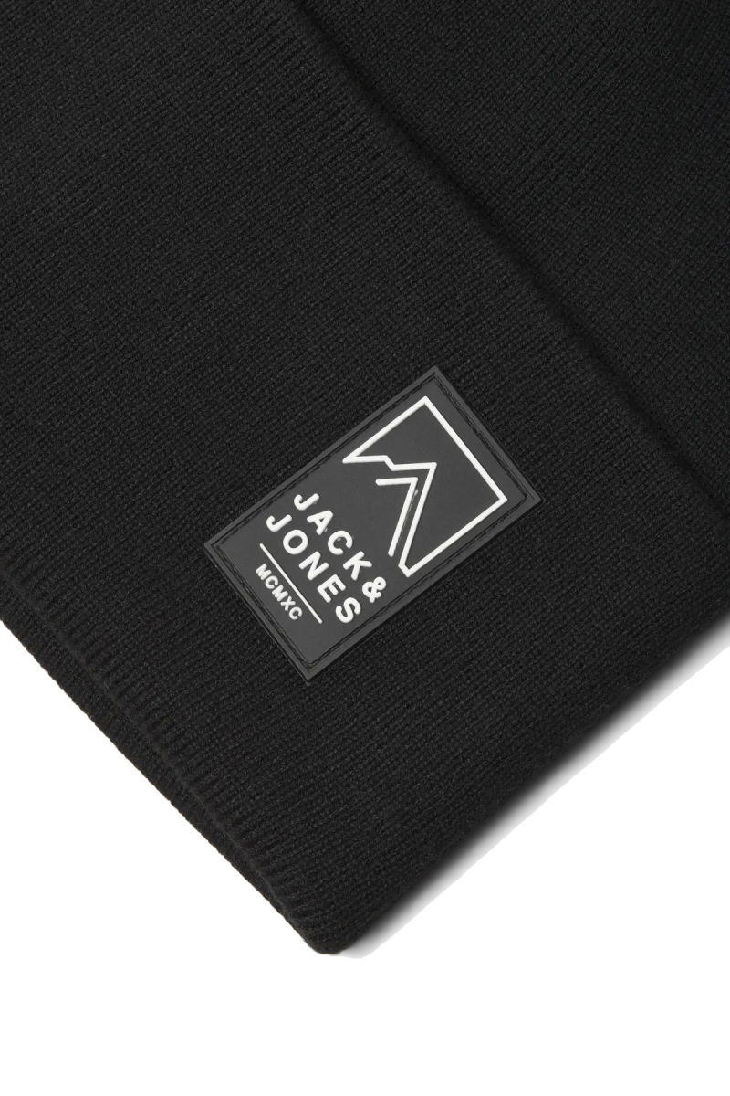 Jack & Jones Erkek Jacalpes Logo Detaylı Örme Bere 12286472 Siyah - 3