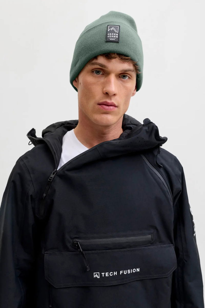 Jack & Jones Erkek Jacalpes Logo Detaylı Örme Bere 12286472 Yeşil - Jack & Jones