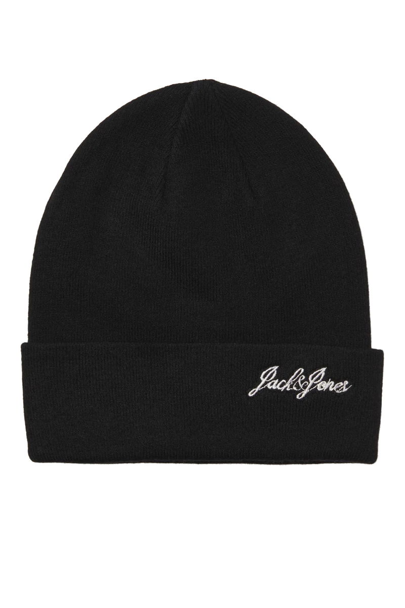 Jack & Jones Erkek Jacburnaby Yazı Detaylı Bere 12280403 Siyah - Jack & Jones