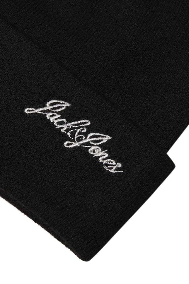 Jack & Jones Erkek Jacburnaby Yazı Detaylı Bere 12280403 Siyah - 2