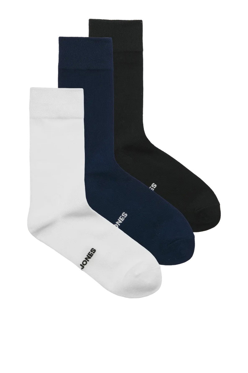 Jack & Jones Erkek Jaclouıs Marka Logolu 3'lü Çorap 12301513 Siyah-Beyaz - Jack & Jones