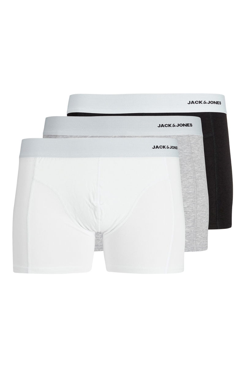 Jack & Jones Erkek Jacsense 3'lü Boxer 12276566 Siyah-Beyaz - 1