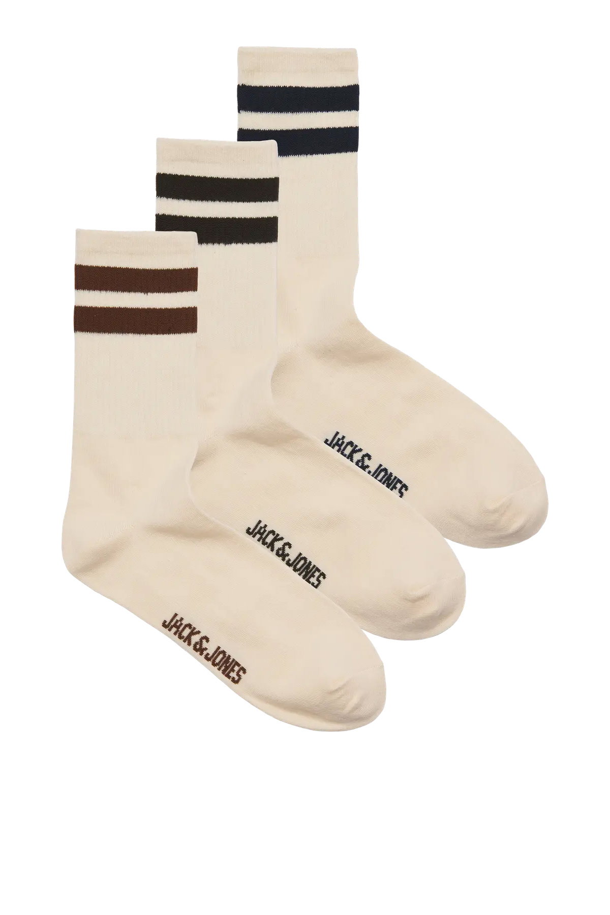 Jack & Jones Erkek Jactravıs Marka Logolu 3'lü Çorap 12260082 Krem - 1