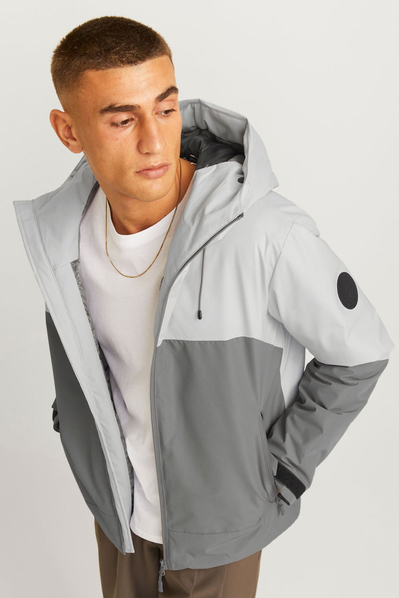 Jack & Jones Erkek Jcoaıden Kapüşonlu Suya Dayanıklı Softshell Mont 12260486 Gri - 1