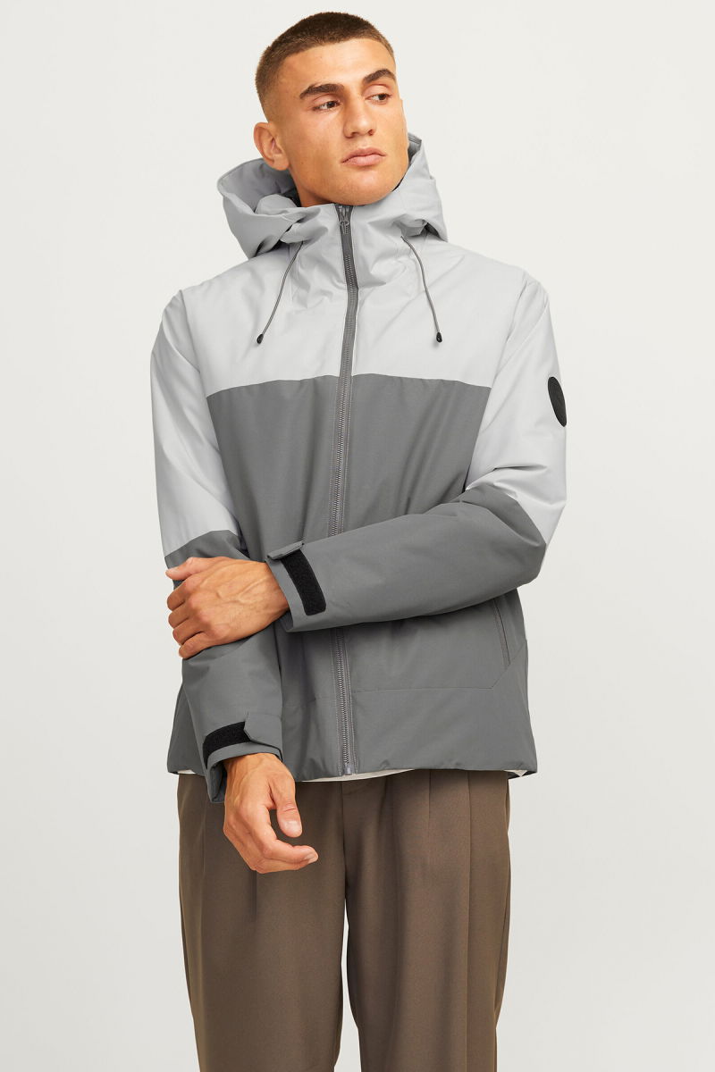 Jack & Jones Erkek Jcoaıden Kapüşonlu Suya Dayanıklı Softshell Mont 12260486 Gri - 4