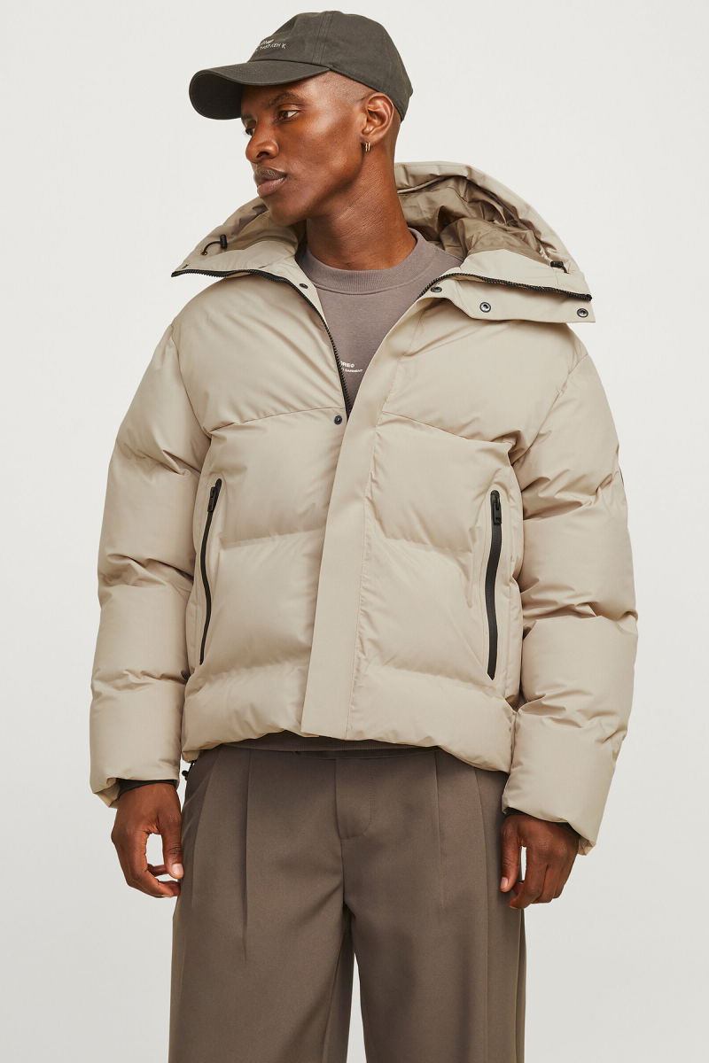 Jack & Jones Erkek Jcoalpha Kapüşonlu Rüzgar Geçirmez Puffer Mont 12261971 Bej - 3