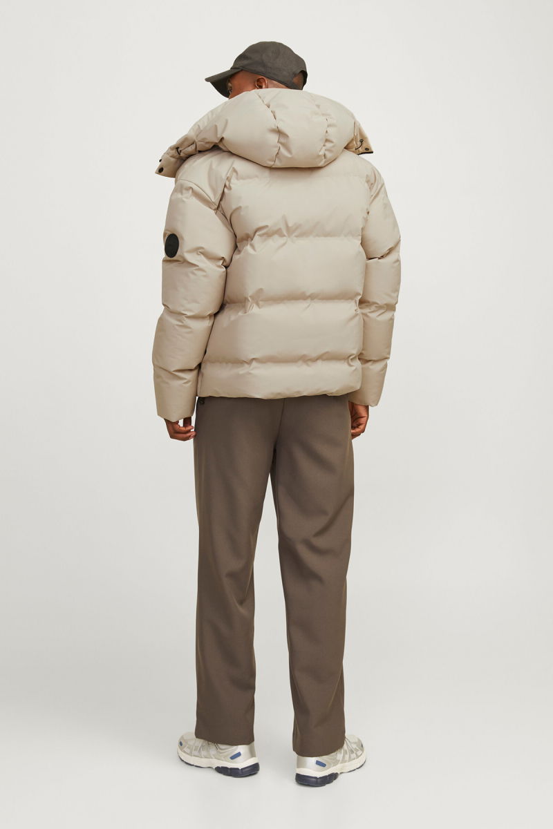 Jack & Jones Erkek Jcoalpha Kapüşonlu Rüzgar Geçirmez Puffer Mont 12261971 Bej - 5